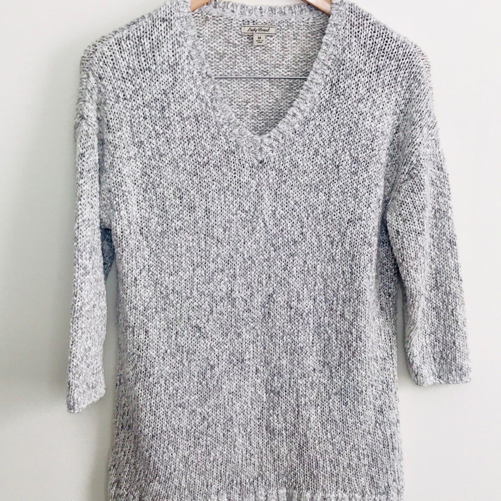 |Lucky Brand| Marled Grey Gray V Neck Sweater Sz M
